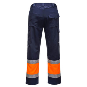 Portwest L049 Hi-Vis Lightweight Contrast Class 1 Service Trouser Orange & Navy Rear