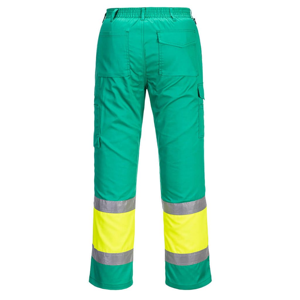 Portwest L049 Hi-Vis Lightweight Contrast Class 1 Service Trouser Yellow & Teal Rear