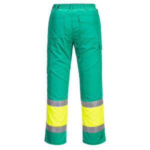 Portwest L049 Hi-Vis Lightweight Contrast Class 1 Service Trouser Yellow & Teal Rear