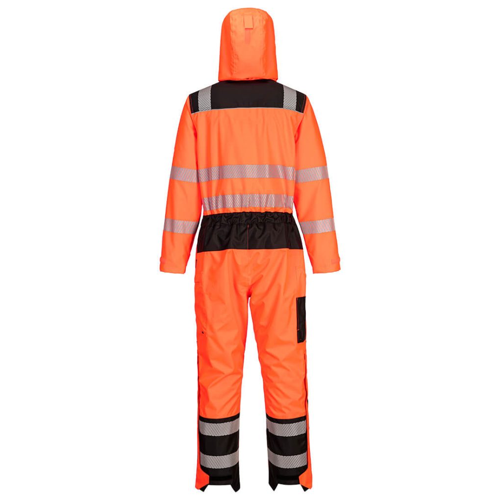 Portwest PW355 PW3 Hi-Vis Rain Coverall Orange rear