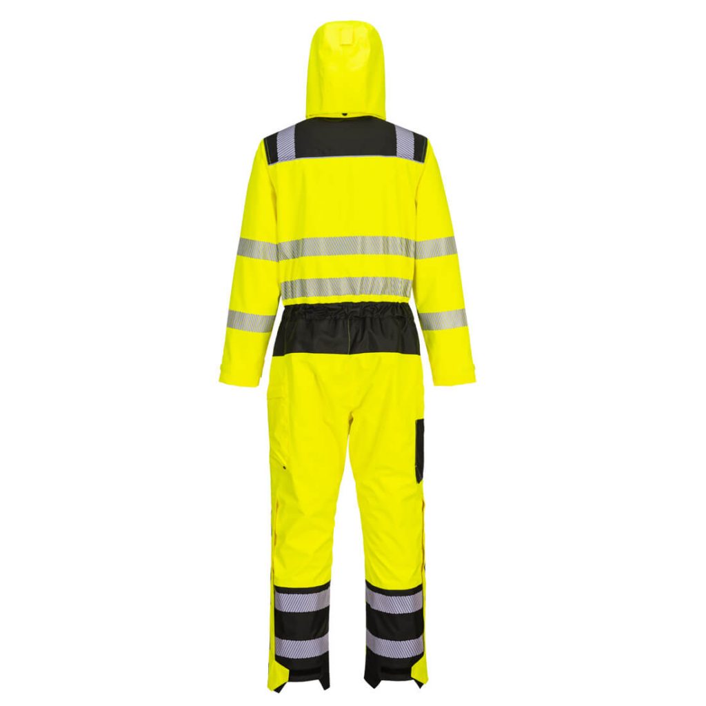 Portwest PW355 PW3 Hi-Vis Rain Coverall Yellow Rear