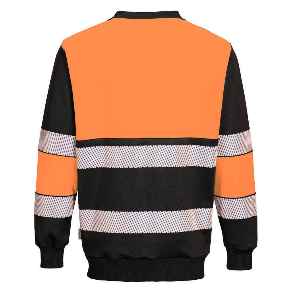 Portwest PW376 PW3 Hi-Vis Class 1 Sweatshirt Orange & Black Rear