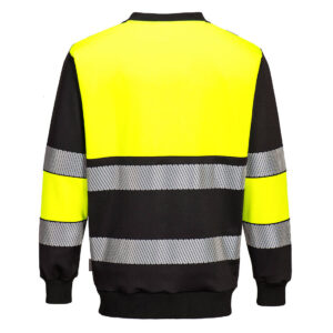 Portwest PW376 PW3 Hi-Vis Class 1 Sweatshirt Yellow and Black Rear