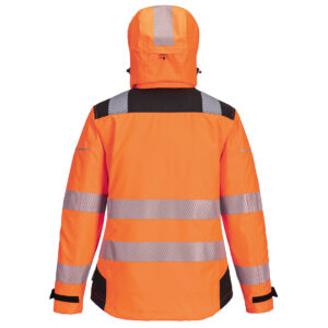 Portwest PW389 PW3 Hi-Vis Women's Rain Jacket Orange & Black Rear