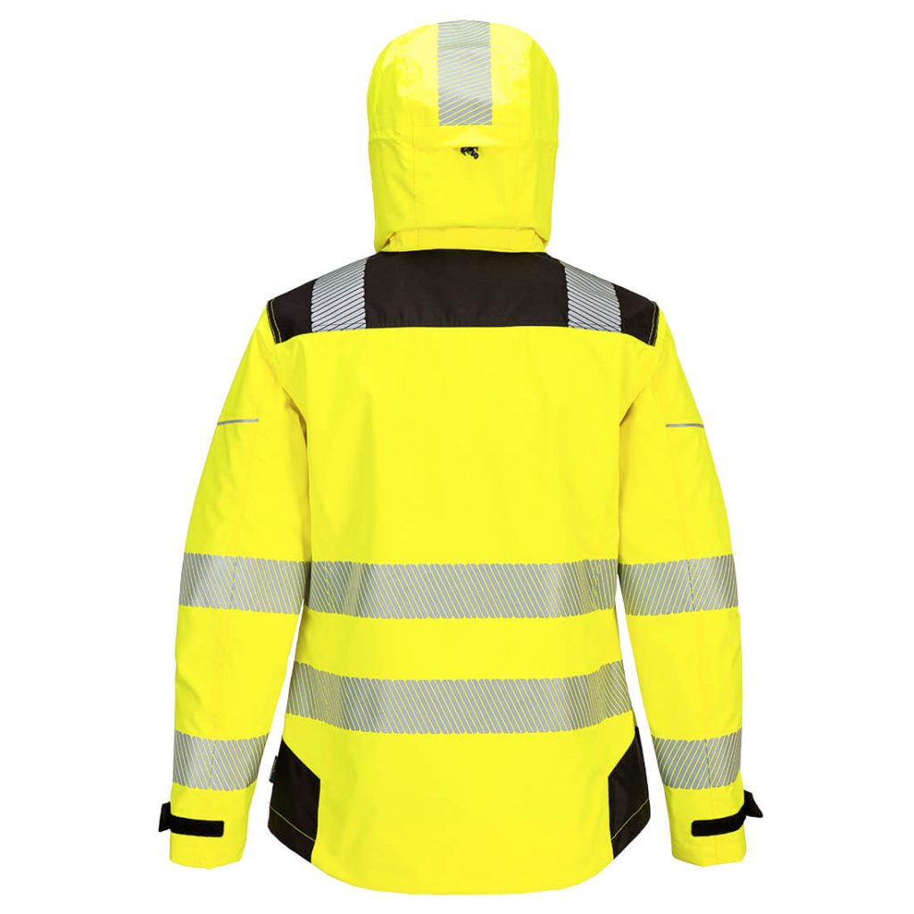 Portwest PW389 PW3 Hi-Vis Women's Rain Jacket Yellow and Black Rear