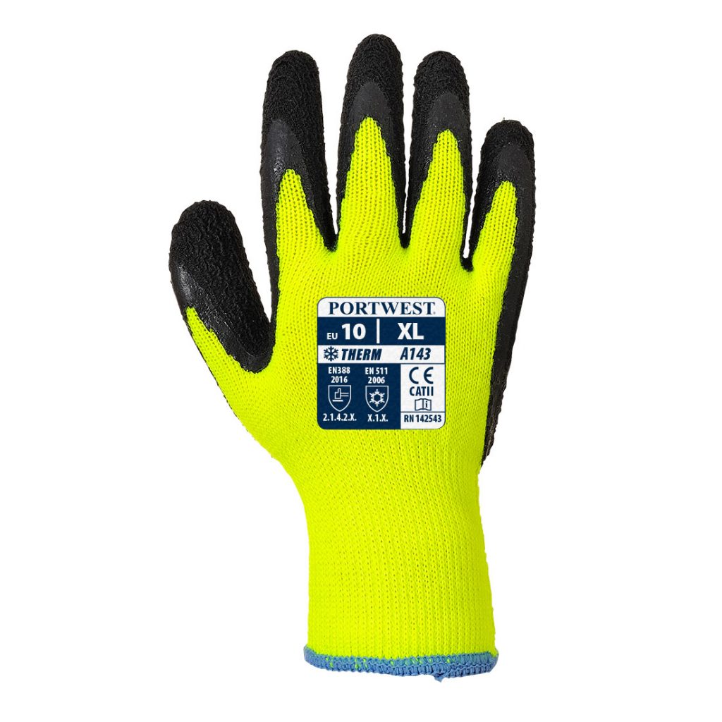 Portwest A143 Thermal Soft Grip Glove - Grippy gloves yellow