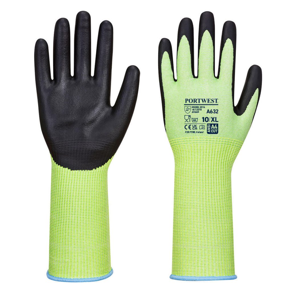 Portwest A632 Green Cut Glove Long Cuff - Green