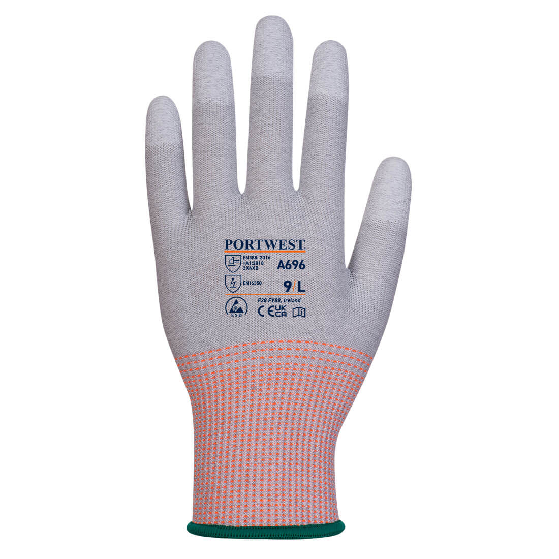 Portwest A696 LR13 ESD PU Fingertip Cut Glove - 12 pack - Grey