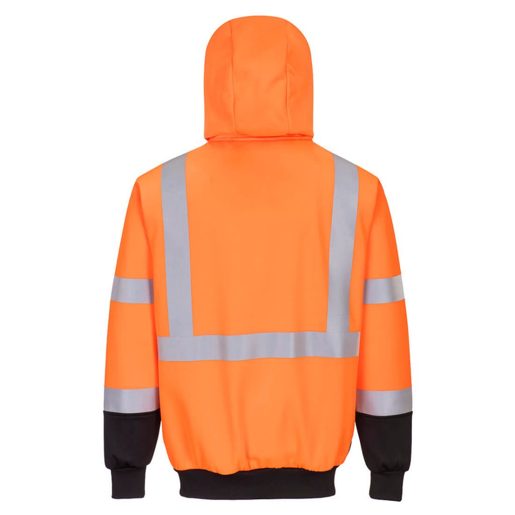 Portwest B315 Hi-Vis Contrast Zipped Hoodie - Orange rear