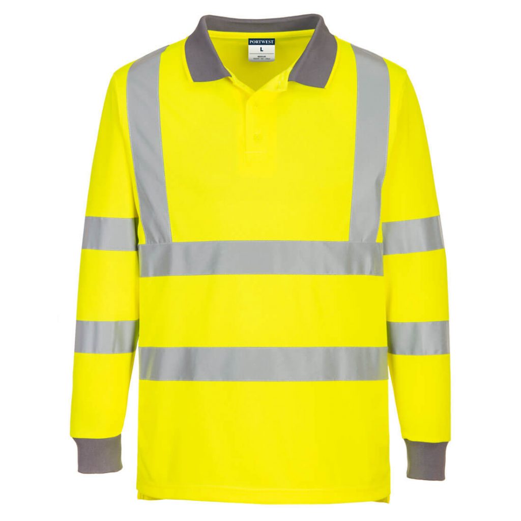 Portwest EC11 Eco Hi-Vis Polo Shirt L/S (6 Pack) - Yellow Long sleeve hi vis polo shirt