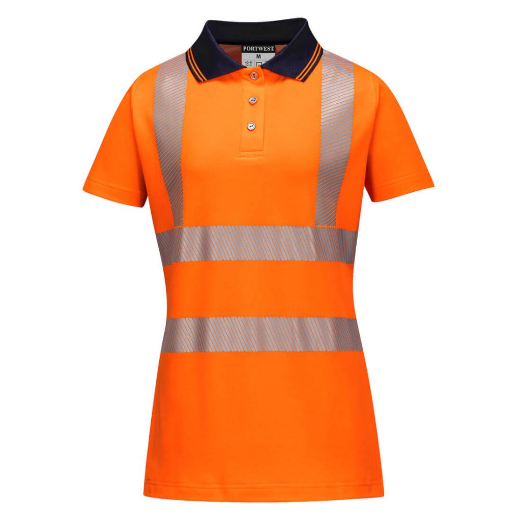 Portwest LW72 Hi-Vis Women's Cotton Comfort Pro Polo Shirt - Women's Hi Vis Polo Shirt Orange