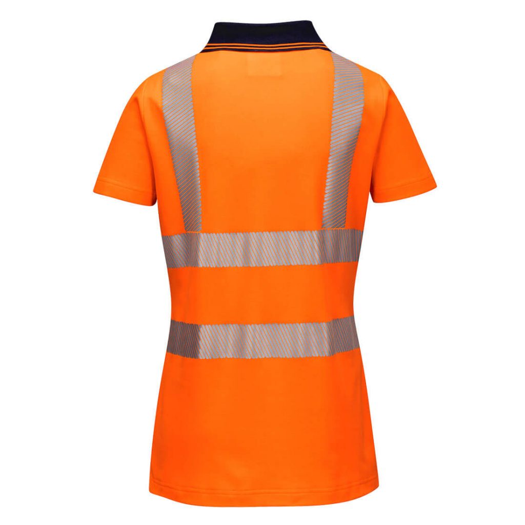 Portwest LW72 Hi-Vis Women's Cotton Comfort Pro Polo Shirt REAR