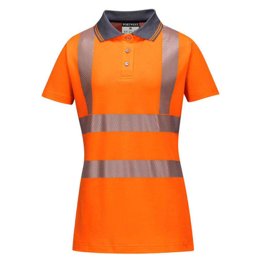 Portwest LW72 Hi-Vis Women's Cotton Comfort Pro Polo Shirt - Women's Orange hi vis polo shirt