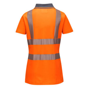 Portwest LW72 Hi-Vis Women's Cotton Comfort Pro Polo Shirt - Orange rear