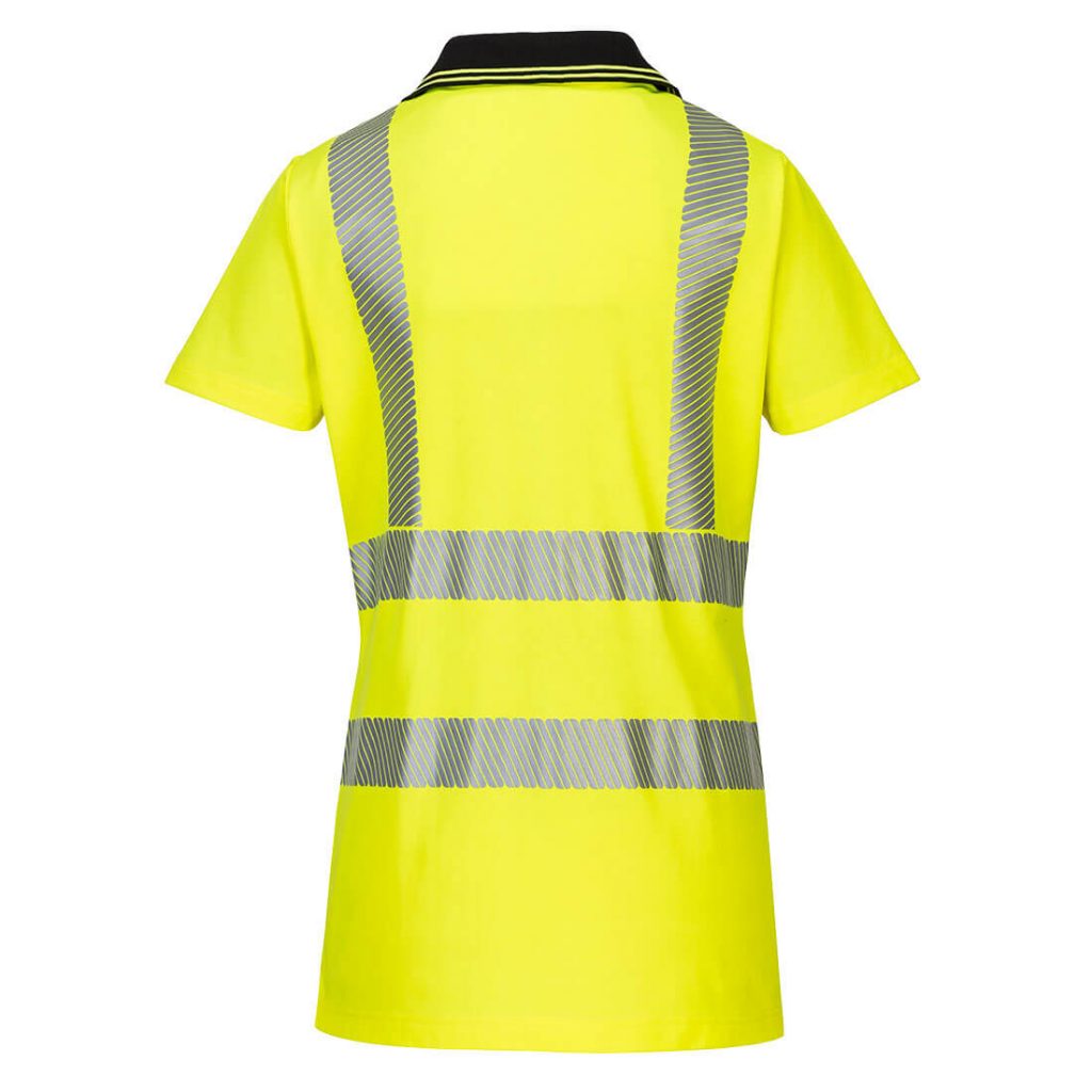 Portwest LW72 Hi-Vis Women's Cotton Comfort Pro Polo Shirt - Yellow rear