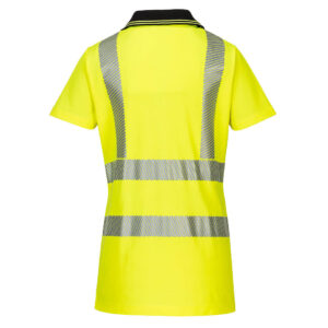 Portwest LW72 Hi-Vis Women's Cotton Comfort Pro Polo Shirt - Yellow rear