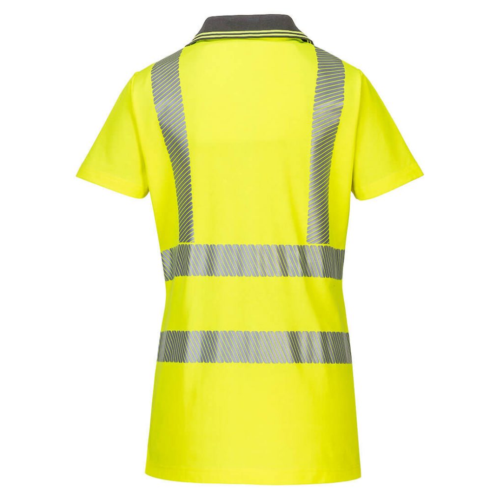 Portwest LW72 Hi-Vis Women's Cotton Comfort Pro Polo Shirt - Yellow Rear