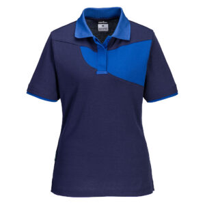 Portwest PW219 Women's PW2 Polo Shirt Front Blue - Women's workwear polo shirt