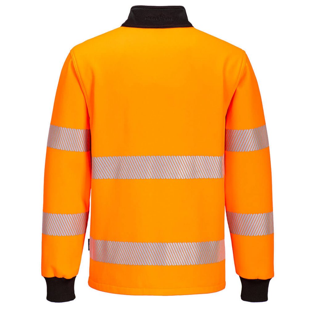 Portwest PW326 PW3 Hi-Vis 1/4 Zip Sweatshirt - Rear Orange