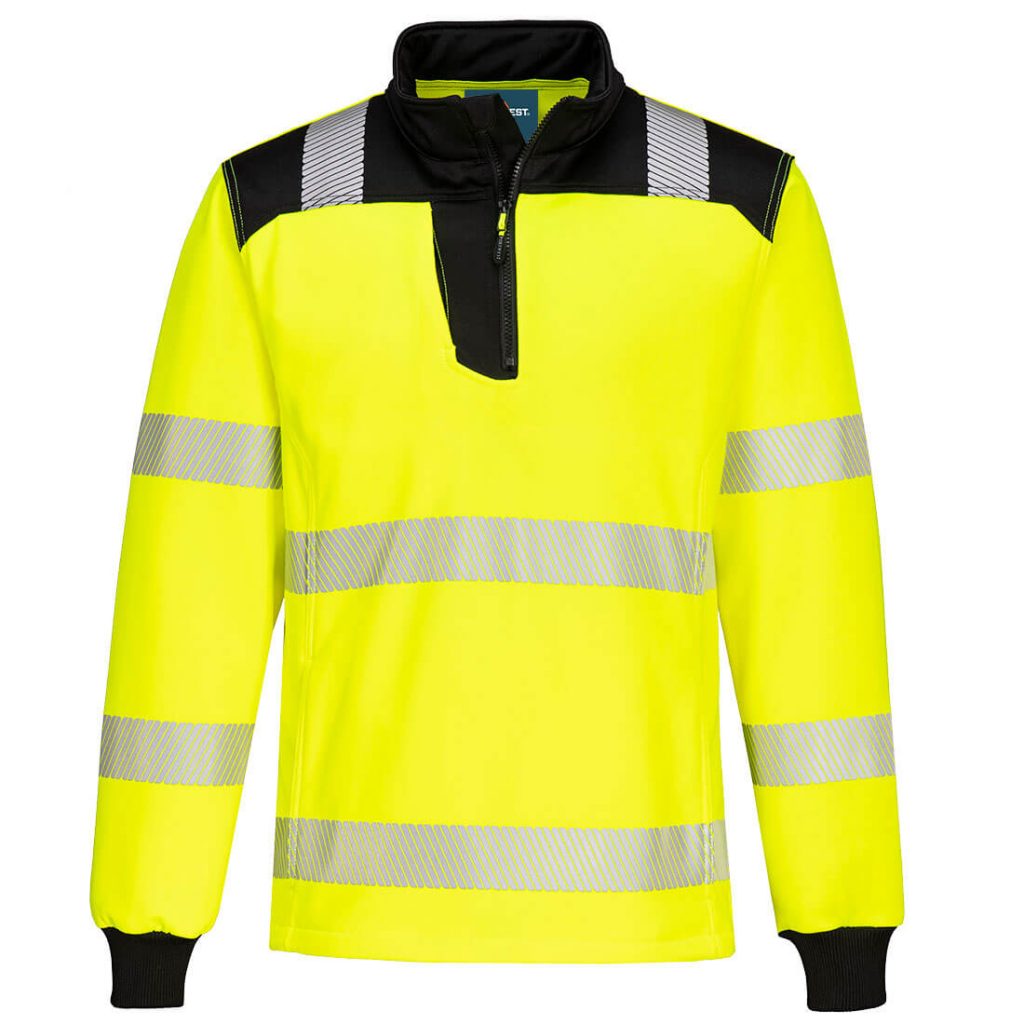 Portwest PW326 PW3 Hi-Vis 1/4 Zip Sweatshirt - Hi Vis Zip Sweatshirt