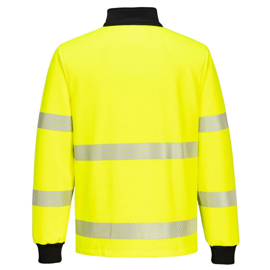 Portwest PW326 PW3 Hi-Vis 1/4 Zip Sweatshirt - Yellow Back