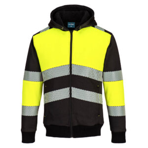 Portwest PW377 PW3 Class 1 Zipped Winter Hoodie - Yellow Winter hi vis hoodie