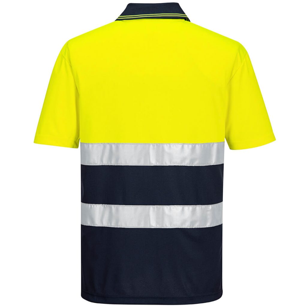 Portwest S175 Hi-Vis Lightweight Contrast Polo Shirt - Rear Yellow