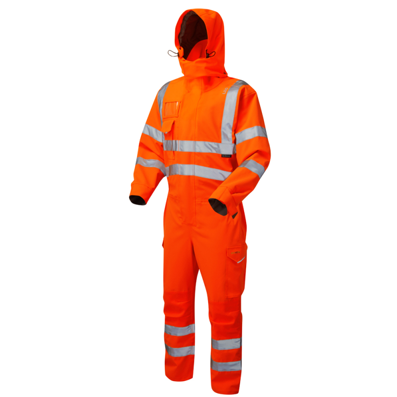 LEO CV02 WATERTOWN ISO 20471 Class 3 EcoViz 10KX Stretch Coverall Orange