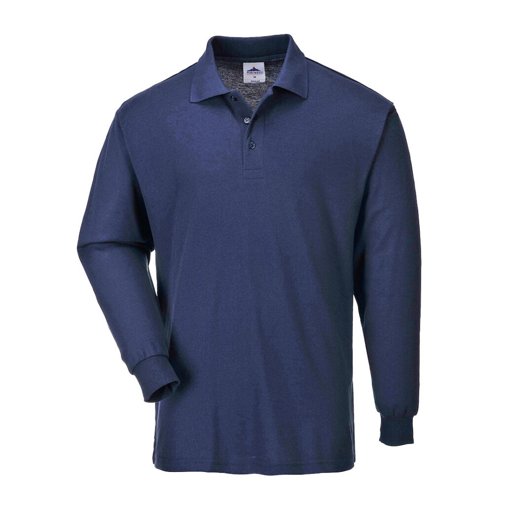 Portwest B212 Genoa Long Sleeved Polo Shirt Navy Front