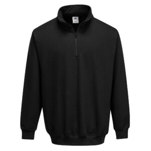 Portwest B309 Sorrento Zip Neck Sweatshirt Black Front