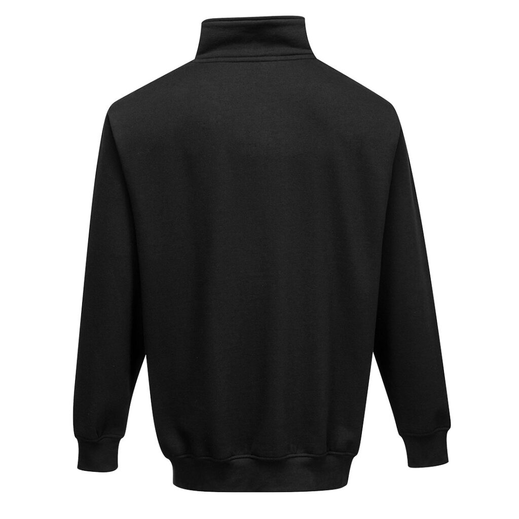 Portwest B309 Sorrento Zip Neck Sweatshirt Black Rear