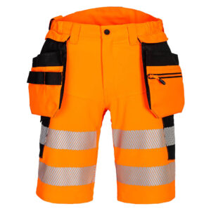 Portwest DX446 DX4 Hi-Vis Holster Pocket Shorts Orange Front