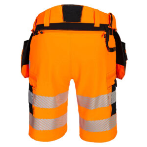 Portwest DX446 DX4 Hi-Vis Holster Pocket Shorts Orange Rear