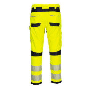 Portwest FR406 PW3 FR Hi Vis Work Trousers Yellow and black rear