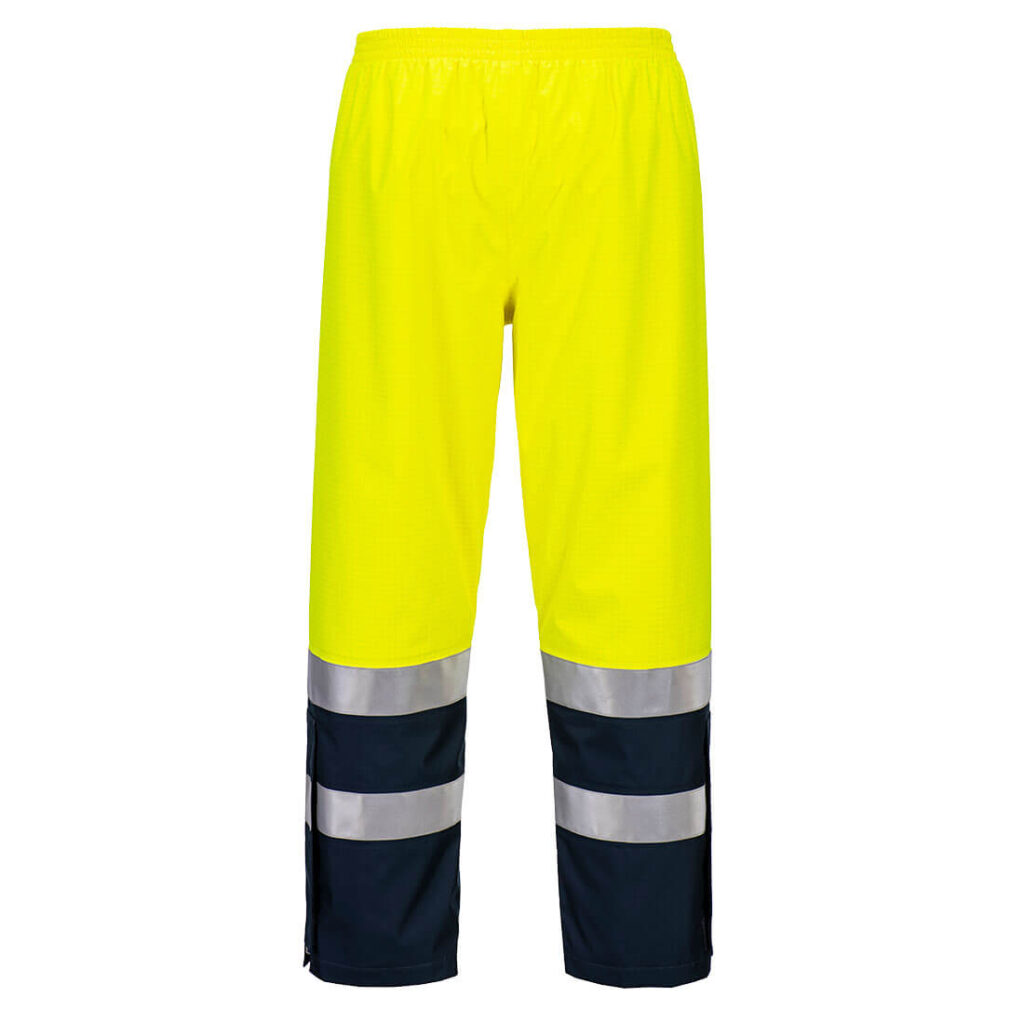 Portwest FR410 Bizflame Multi Light Arc Hi Vis Trousers Yellow and Black Rear