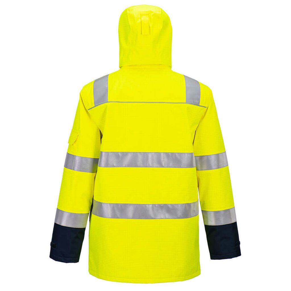 Portwest FR605 Bizflame Multi Light Arc Hi Vis Jacket Yellow and Black Rear