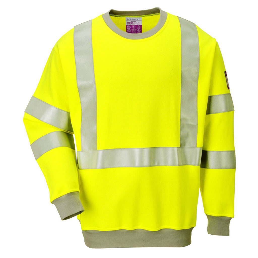 Portwest FR72 Flame Resistant Anti Static Hi Vis Sweatshirt Yellow Front