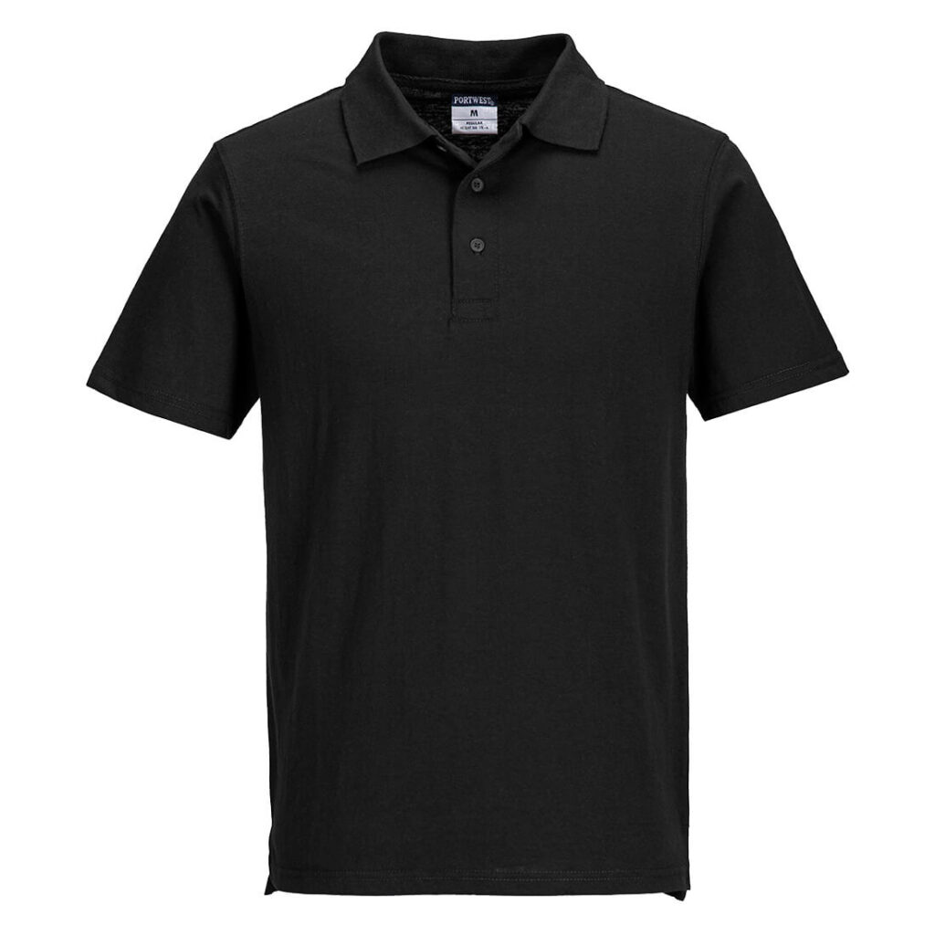 Portwest L210 Lightweight Jersey Polo Shirt Black Front