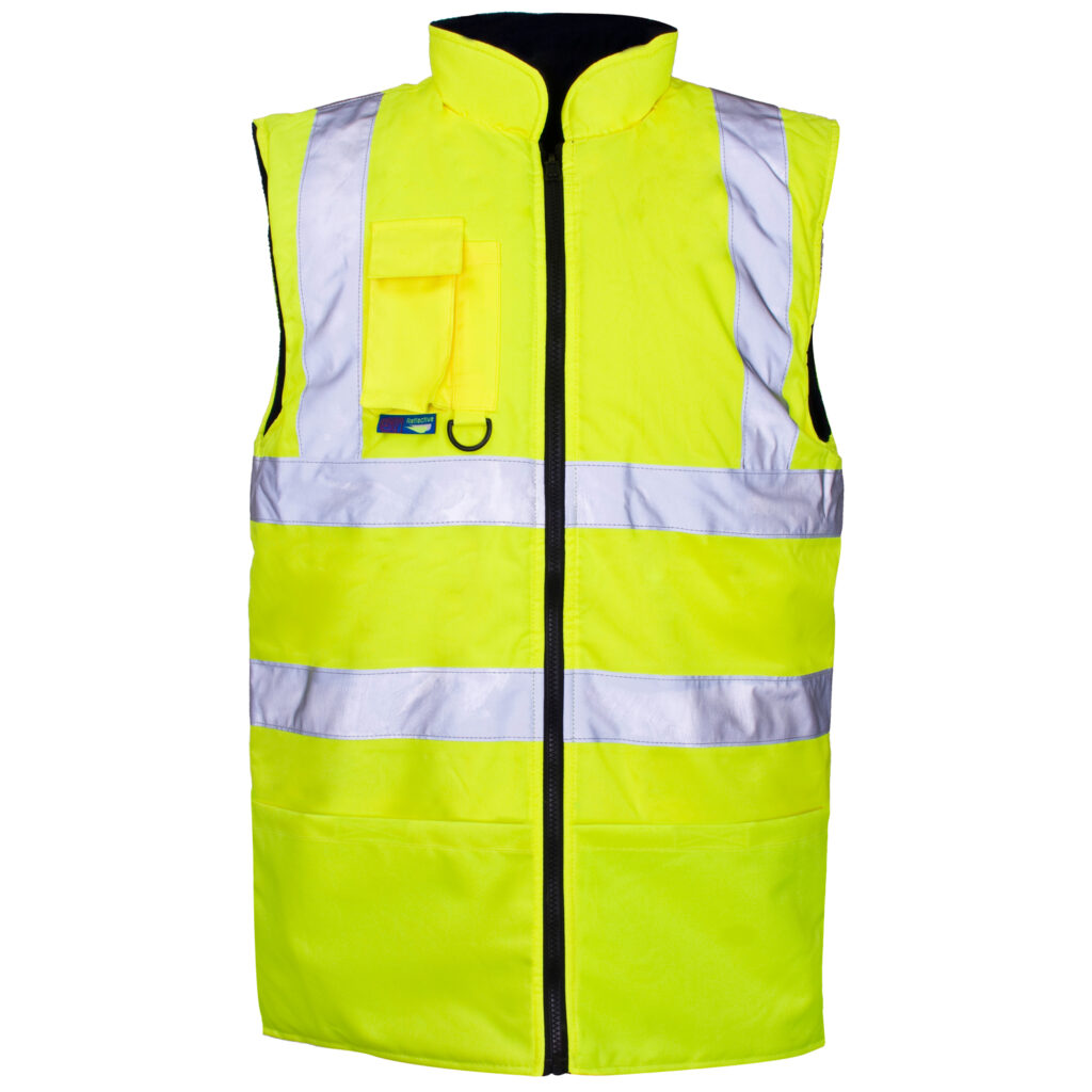 Supertouch Reversible Fleece Lined Hi Vis Bodywarmer Yellow