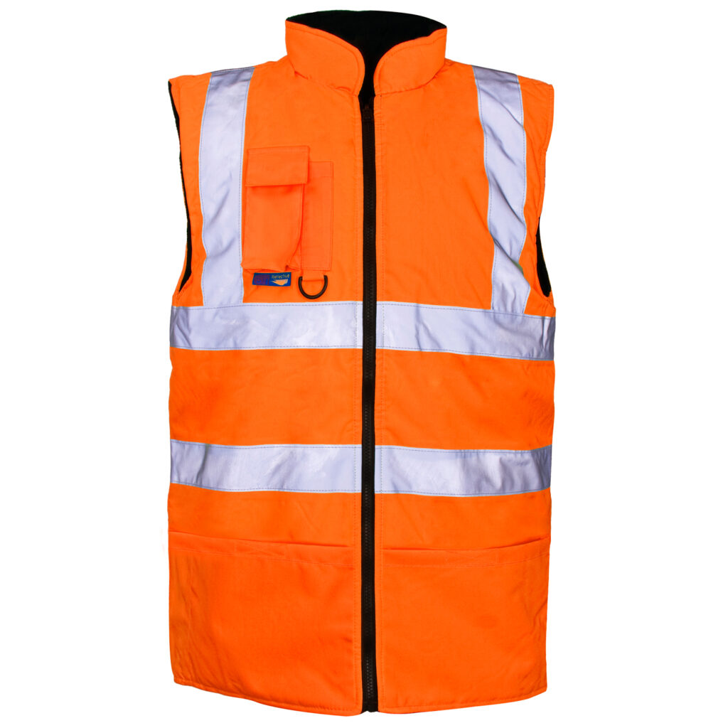 Supertouch Reversible Fleece Lined Hi Vis Bodywarmer Orange