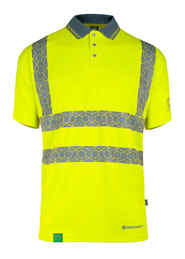 Beeswift ENVIROWEAR Recycled Hi Vis Polo Shirt Yellow Front