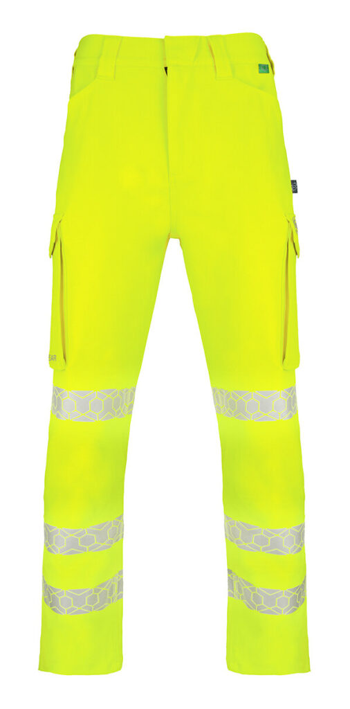 Beeswift ENVIROWEAR Recyclable Hi Vis Trousers Yellow Front