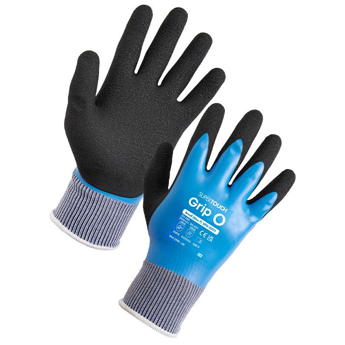 Grip2-O Water Resistant Gloves - Blue and Black - Waterproof safety gloves