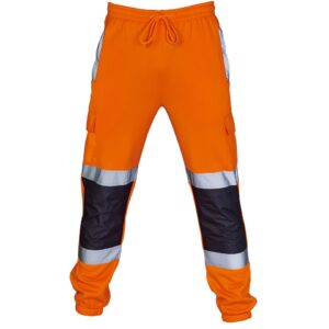 Supertouch Hi Vis 2 Tone Jogging Bottoms Orange and Navy