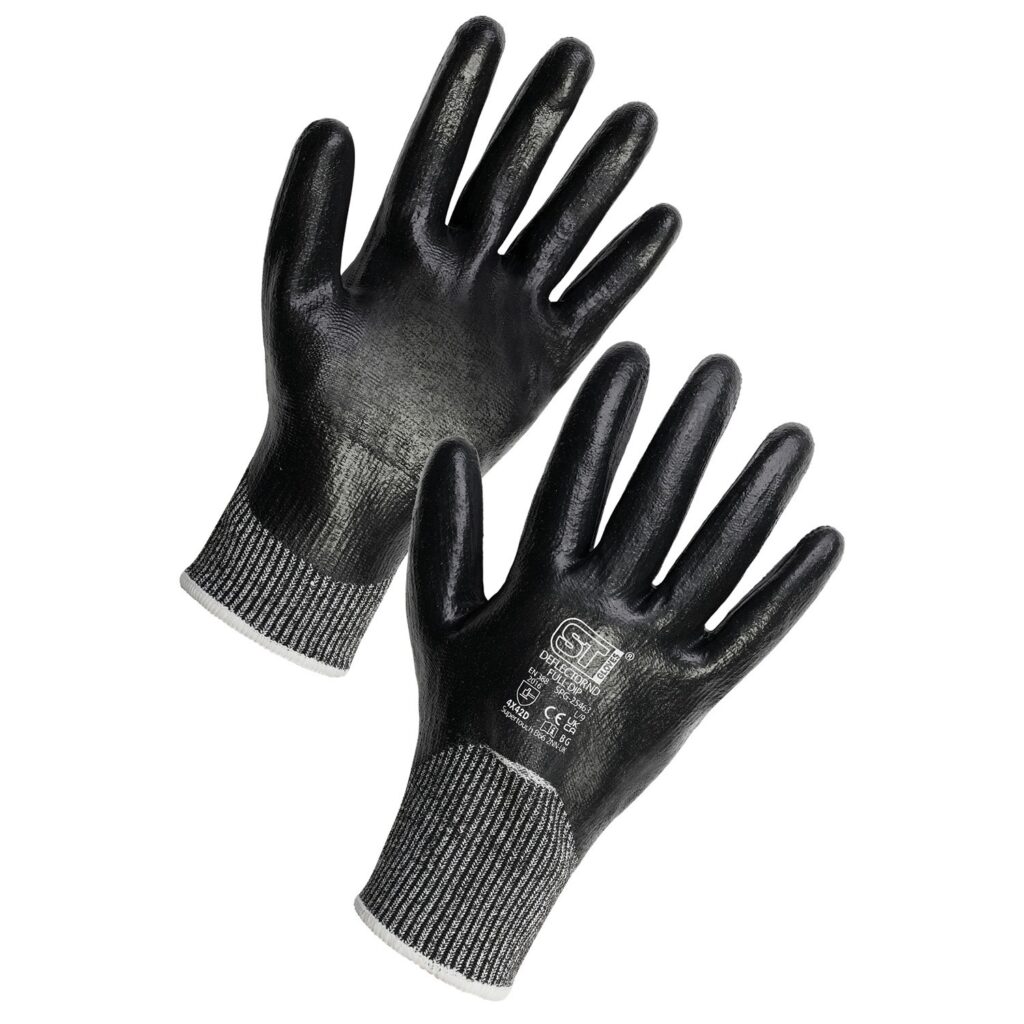 Supertouch Deflector ND Full Dip Cut Resistant Gloves Black and Grey