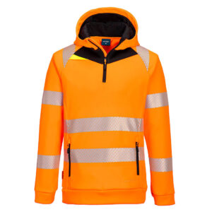 Portwest DX482 DX4 Hi-Vis 1/4 Zip Hoodie Orange