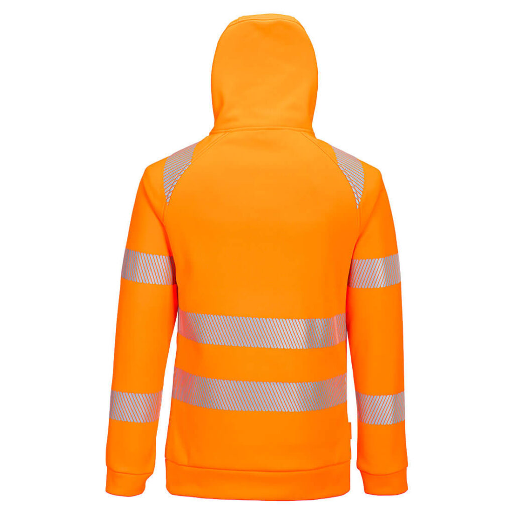 Portwest DX482 DX4 Hi-Vis 1/4 Zip Hoodie Orange Rear