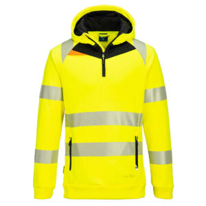 Portwest DX482 DX4 Hi-Vis 1/4 Zip Hoodie Yellow