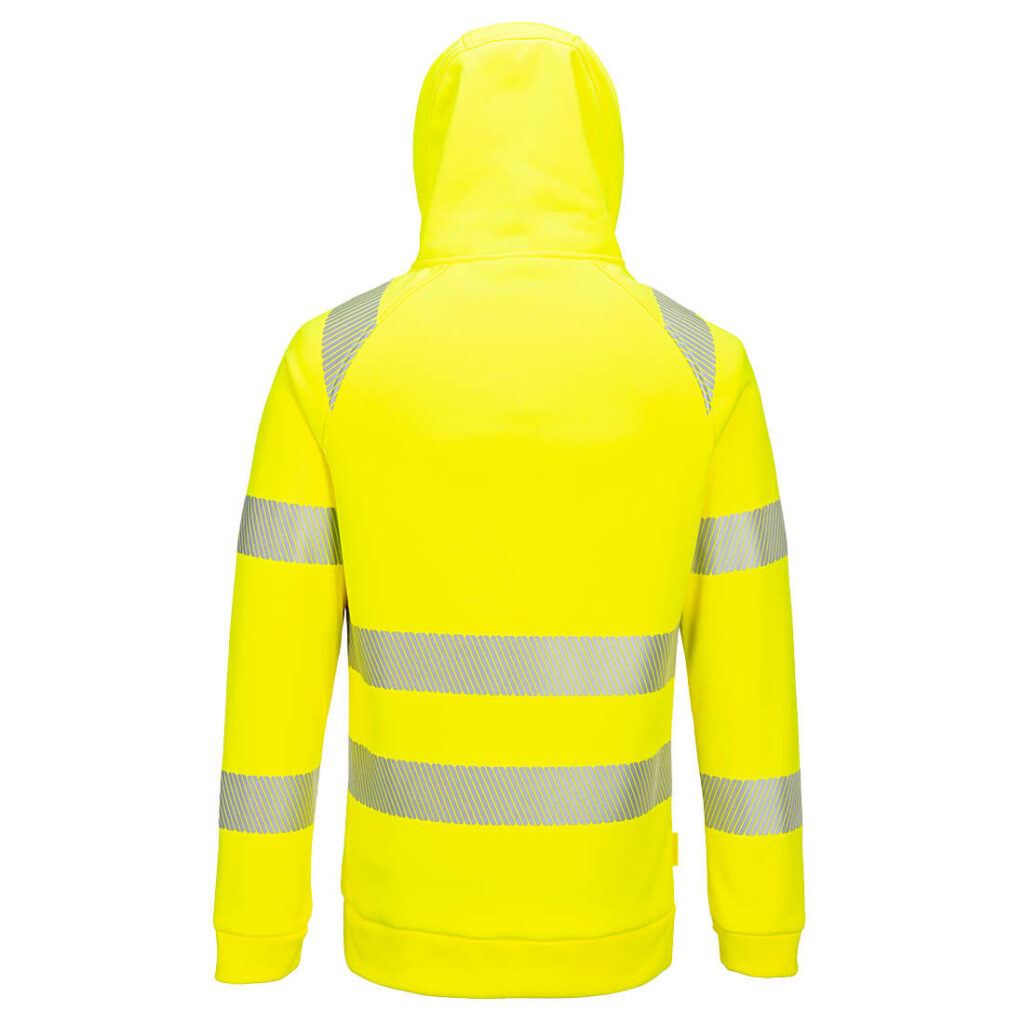 Portwest DX482 DX4 Hi-Vis 1/4 Zip Hoodie Yellow Rear