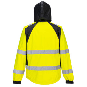 Portwest CD860 WX2 Eco Hi-Vis Rain Jacket - Yellow/Black - Yellow Hi Vis Waterproof Jacket - Rear